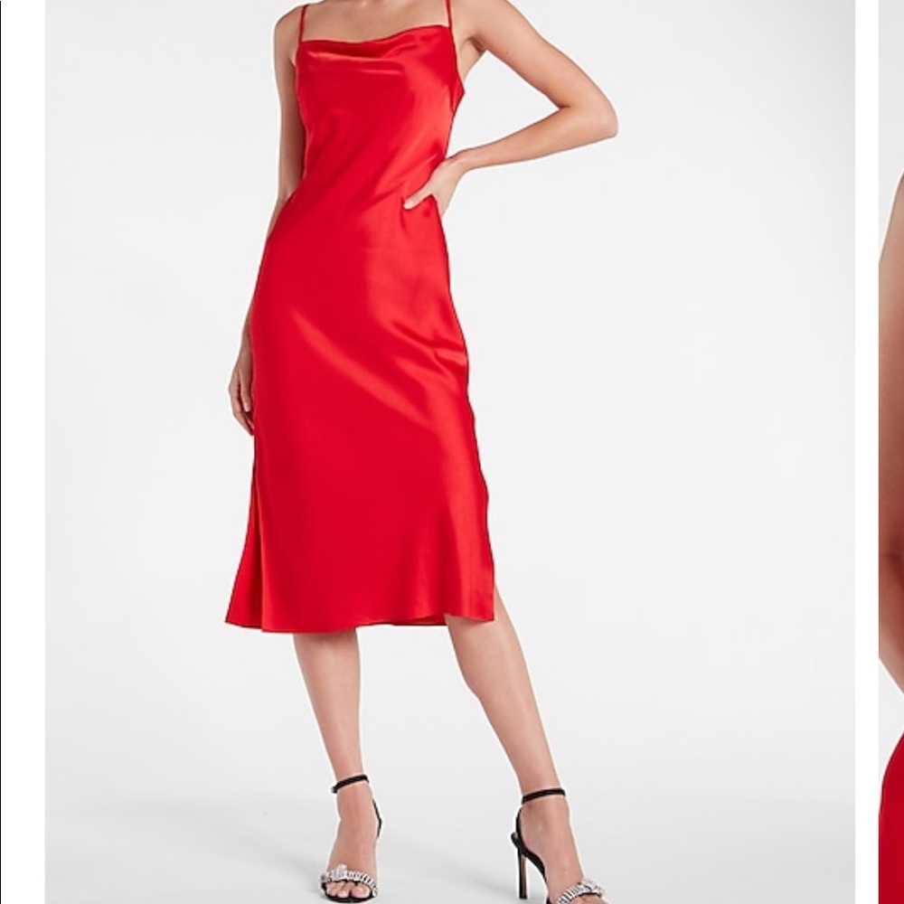 Express satin cowl neck dress